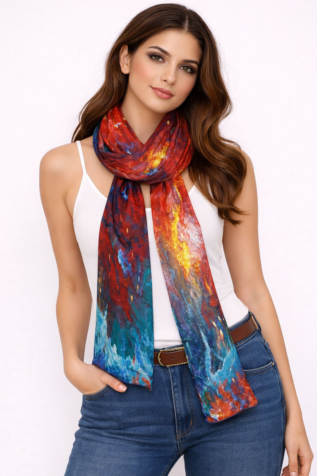 Scarlet Drift - 22 x 62 inches, (American crepe)