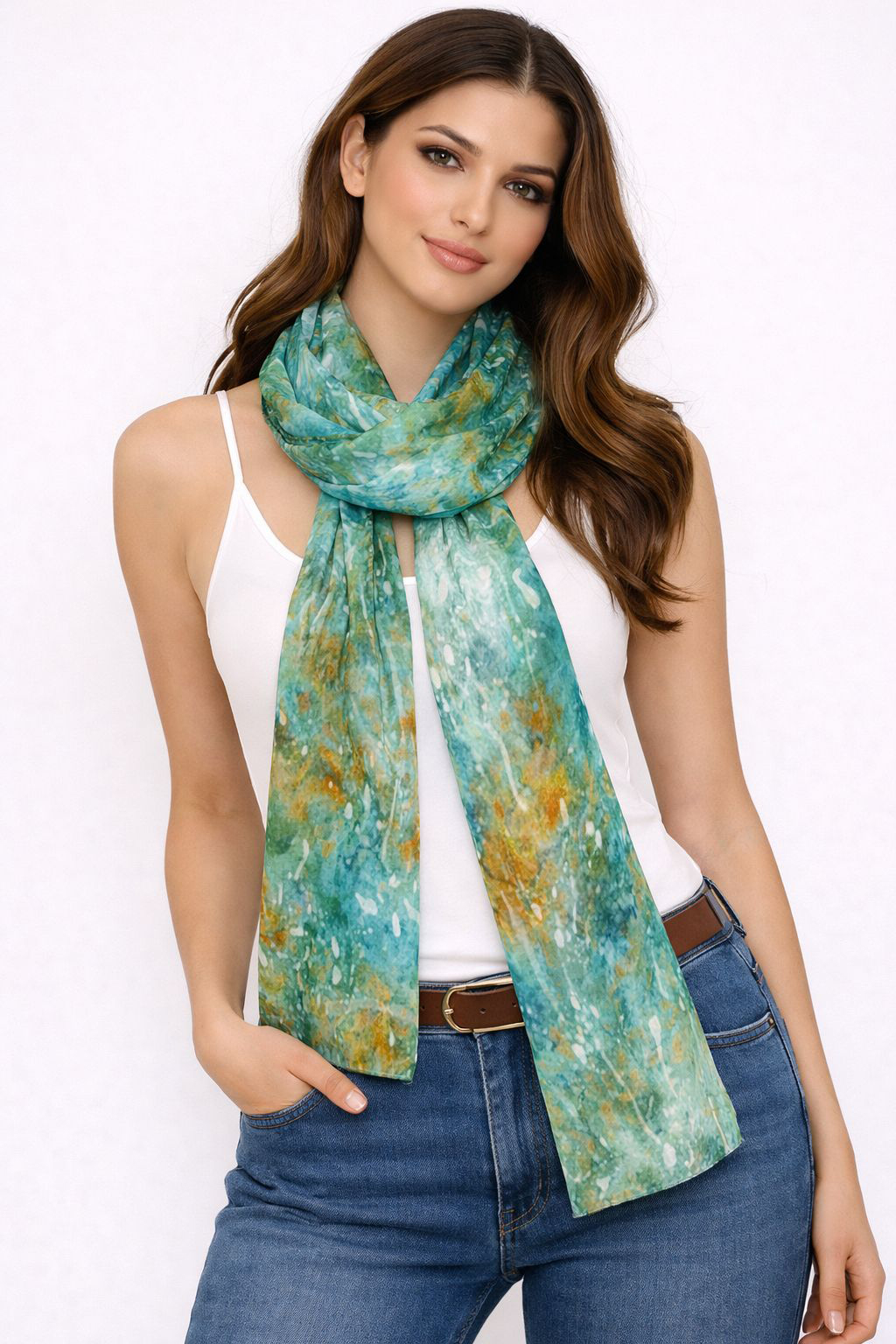 SeaOrchre - 22 x 62 inches, (American crepe)