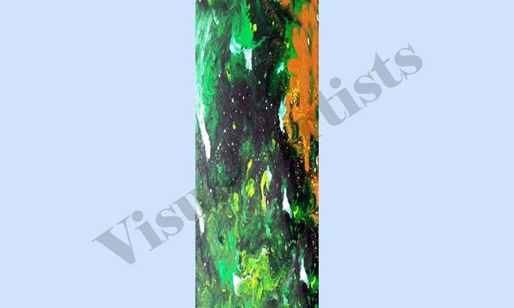 Emerald Ember  - 27 x 27 inches, (American crepe)
