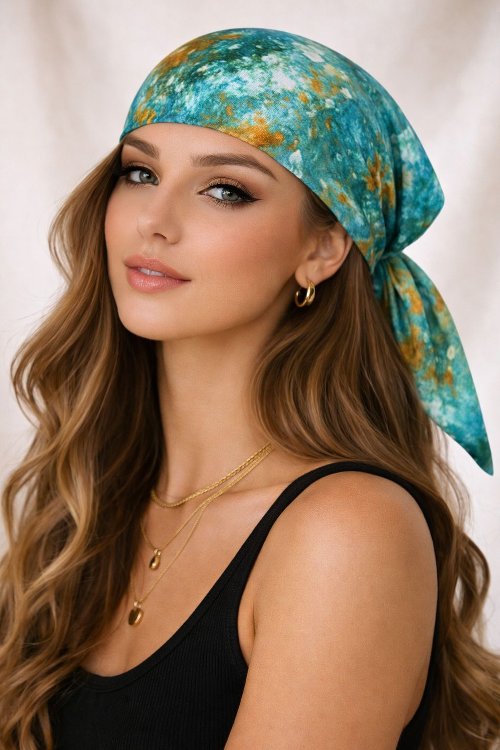 SeaOrchre - 27 x 27 inches, (American crepe)