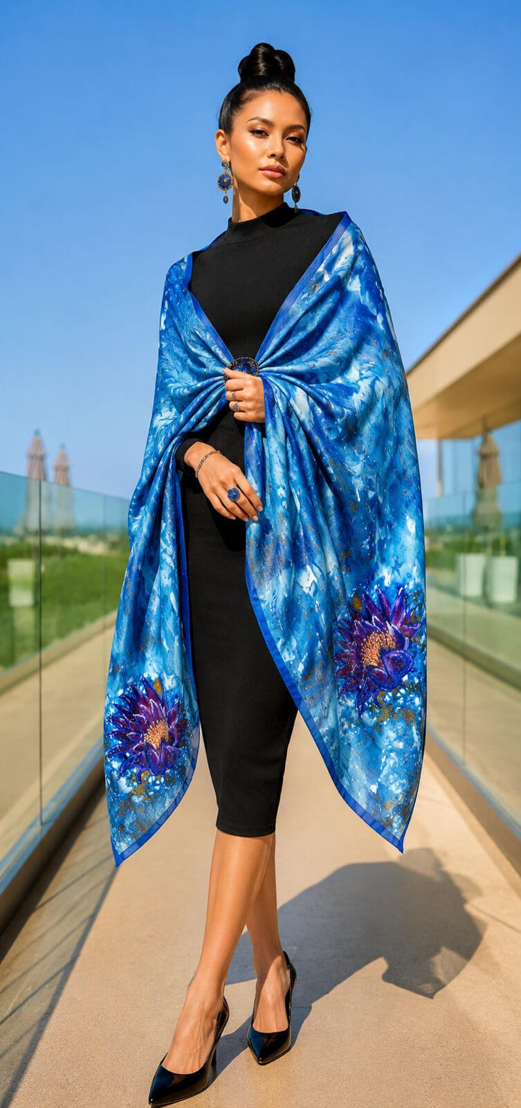 Purple lily - 190 x 90 cm ( Banarasi Silk)