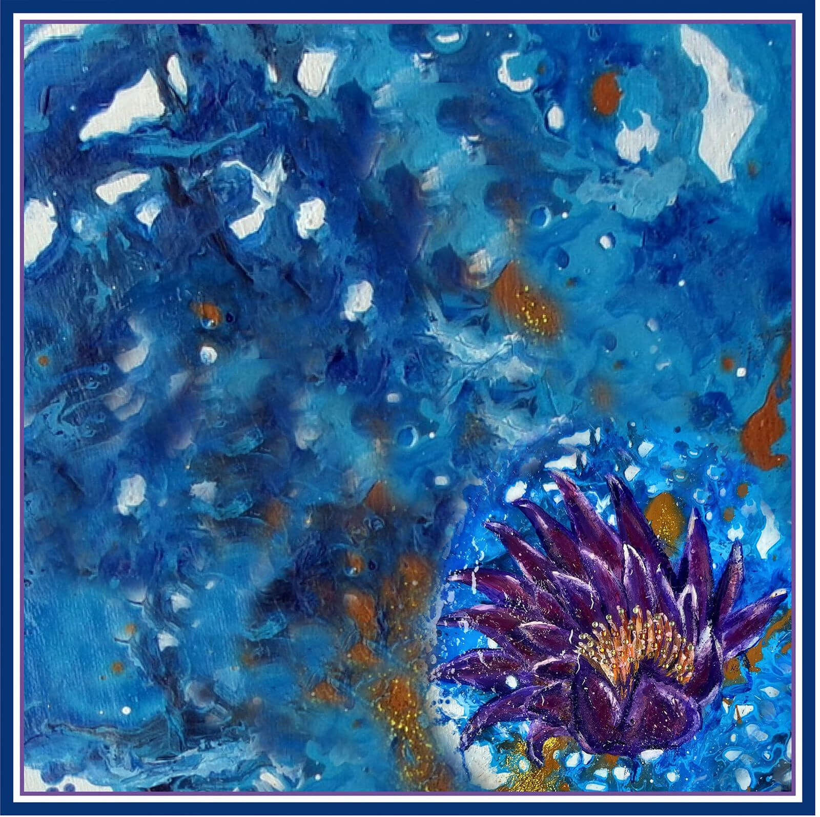 Purple lily - 90 x 90 cm ( Banarasi Silk)