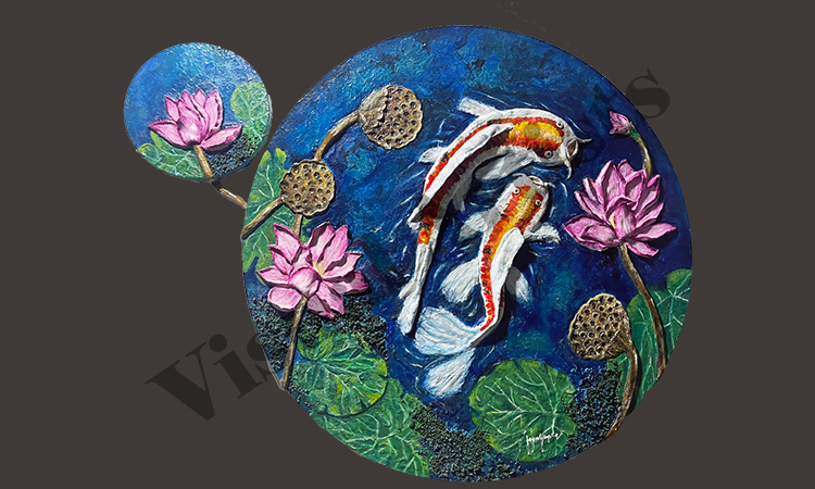 
                                            Connecting Dots with Koi Fishes and Lotus Flower